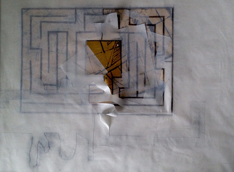 Do You Remember, Dawn Harris 52cm x 43cm Charcoal and Gold Leaf on Kozo paper